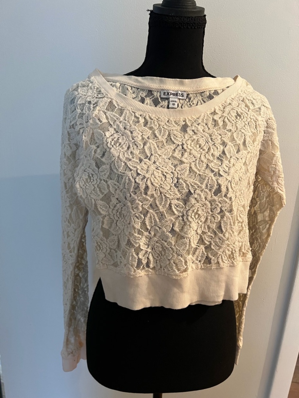Express Off-white Lace Top